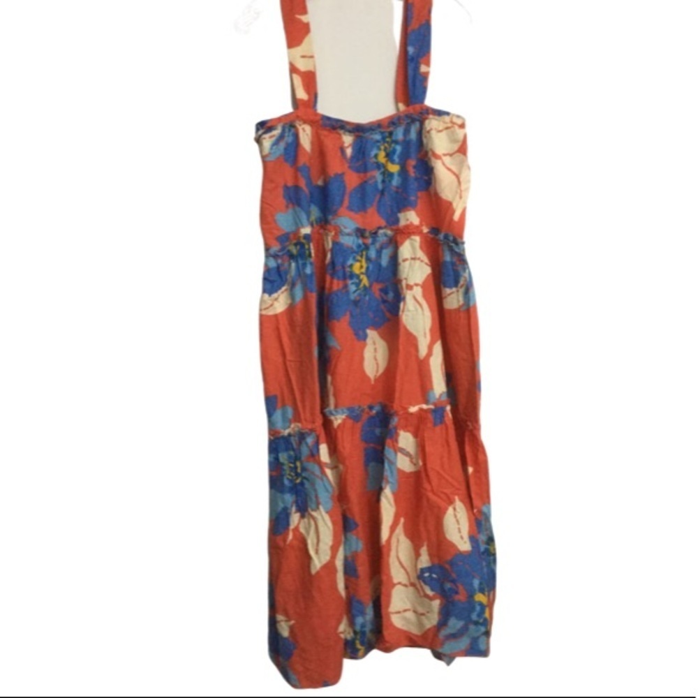 Free People Moonshine Midi Sundress Orange Sz MED